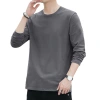 New pure cotton long-sleeved T-shirt for men, autumn casual round-neck inner layer top, thin base layer shirt and sweatshirt Item Picture